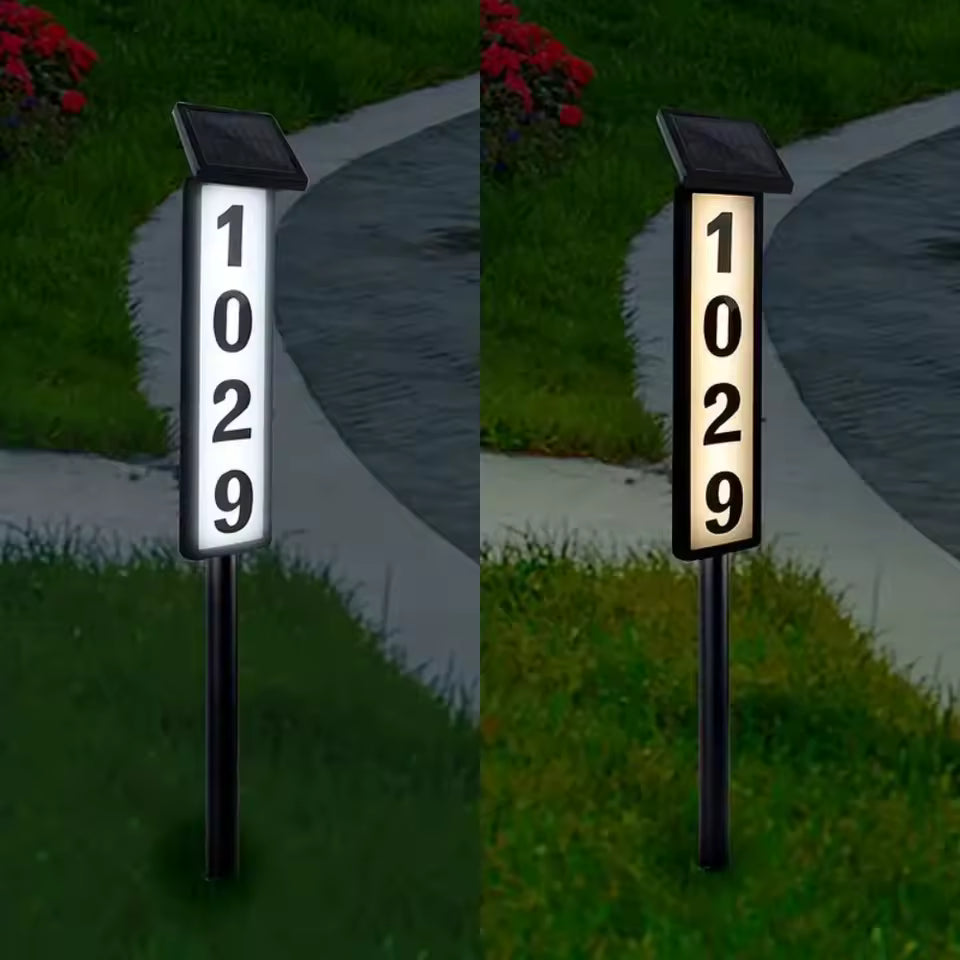 Solar Address Sign Light with Stake – LED House Number Light, Weatherproof