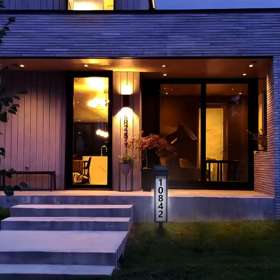 Solar Address Sign Light with Stake – LED House Number Light, Weatherproof