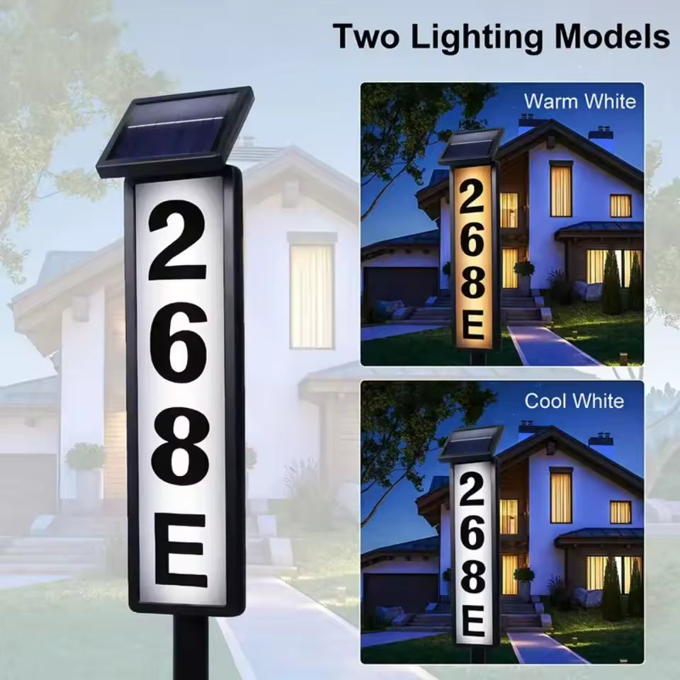 Solar Address Sign Light with Stake – LED House Number Light, Weatherproof