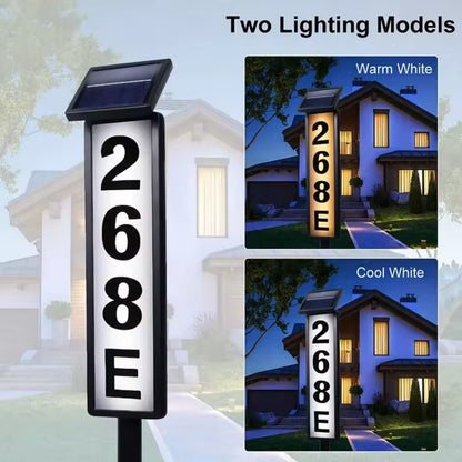 Solar Address Sign Light with Stake – LED House Number Light, Weatherproof
