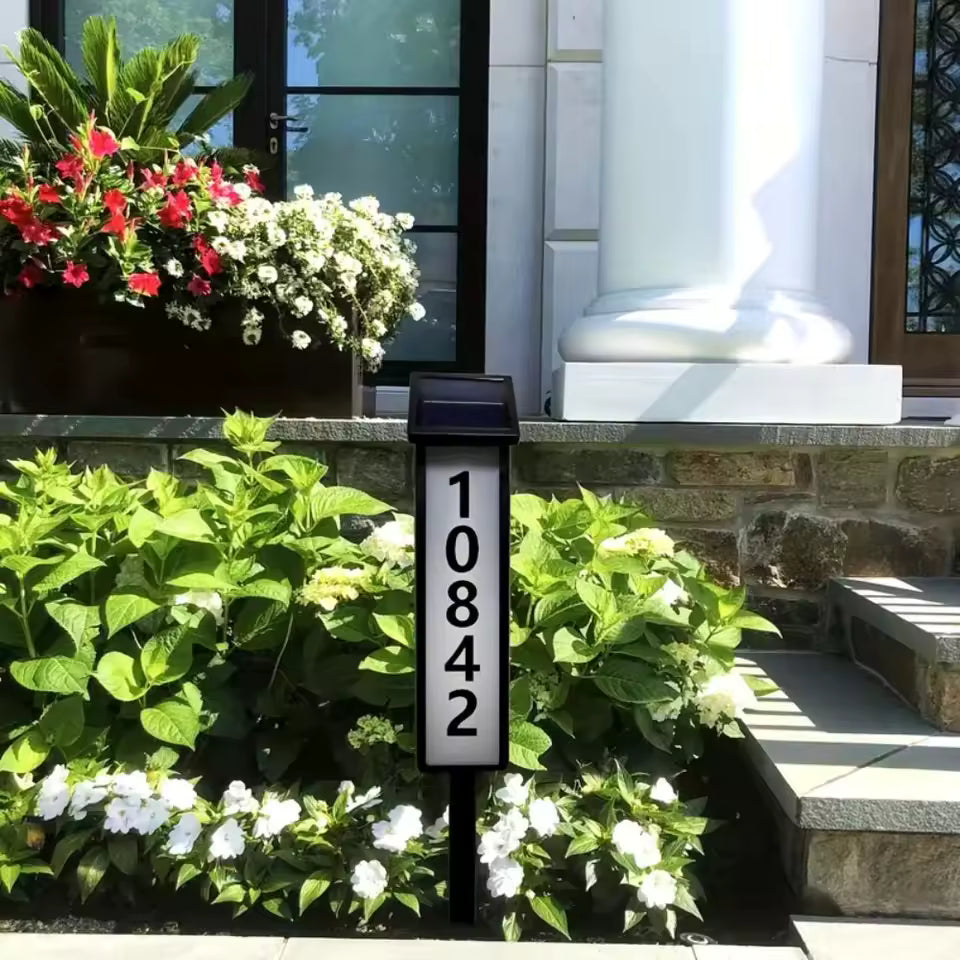 Solar Address Sign Light with Stake – LED House Number Light, Weatherproof